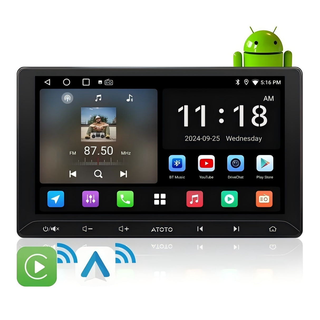 ATOTO Double DIN Car Stereo Radio with 10.1 inch Touchscreen,Wireless CarPlay & Android Auto ,2G+32G Car Radio with WiFi/Bluetooth/USB