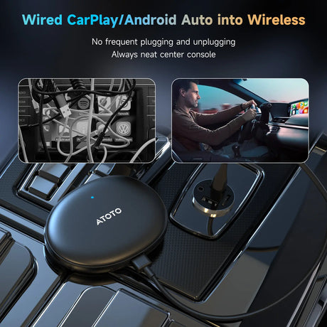 ATOTO AD5A Wireless CarPlay & Android Auto Adapter, 2026 Upgraded Plug & Play CarPlay AI Box, Supports YouTube, Dual Wi-Fi and ChatGPT