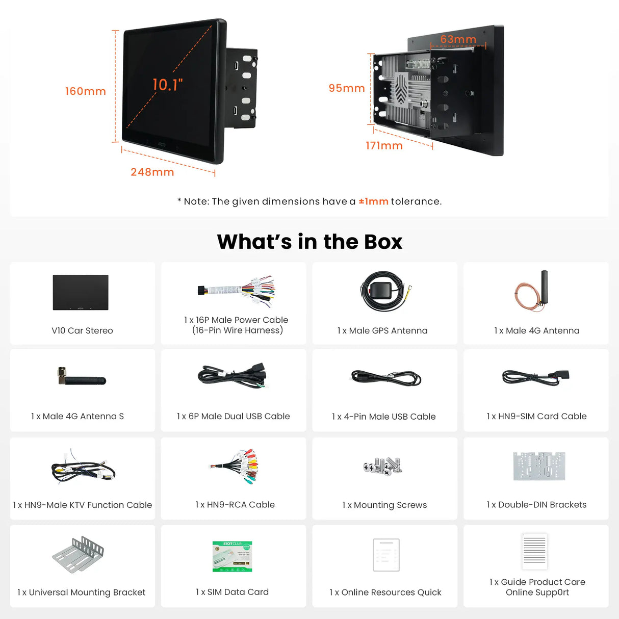 ATOTO V10G211OC 10inch Android Double Din Car Stereo, 6G+128G, Bluetooth 5.4/Wi-Fi, Wireless CarPlay&Android Auto