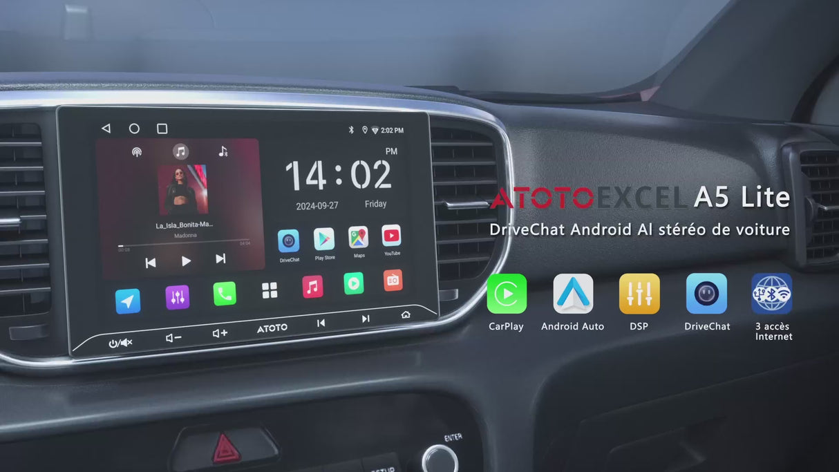 ATOTO A5LG211T 10.1" 2 Din Android Autoradio Bluetooth, Wireless CarPlay & Android Auto, OBD Scanner, 24-Band EQ, WiFi/BT/USB Tethering, 2G+32G, GPS Tracker, MirrorLink