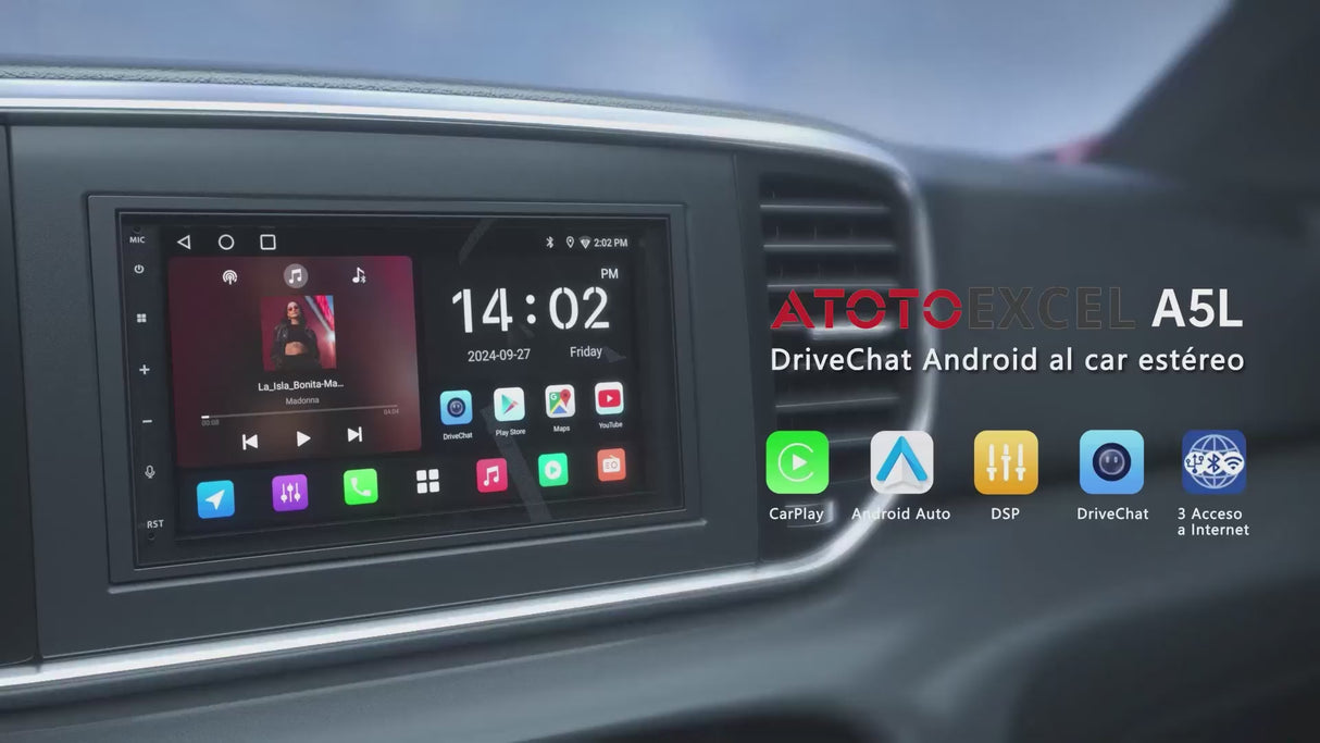 ATOTO A5LG2B7T 7" Android Radio Coche 2 DIN con CarPlay & Android Auto Inalámbrico, Escáner OBD2 Bluetooth, Pantalla Táctil, GPS Navegación, Wi-Fi/USB/FM/AM/RDS, DSP/LRV