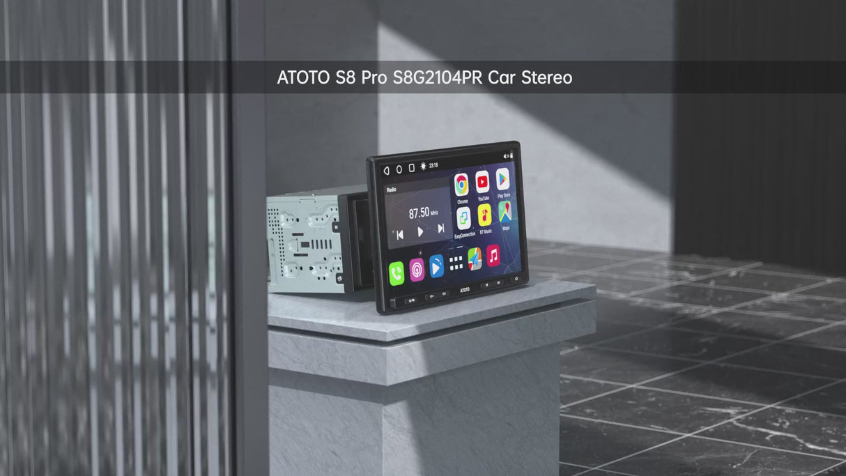 ATOTO S8G2104PR Autoradio 2 DIN 10 inch, Dubbel Bluetooth med aptX HD, Inbyggt 4G-modem, USB-delning, Delad Skärm, Android Auto & CarPlay, VSV & LRV, Digital Mediemottagare