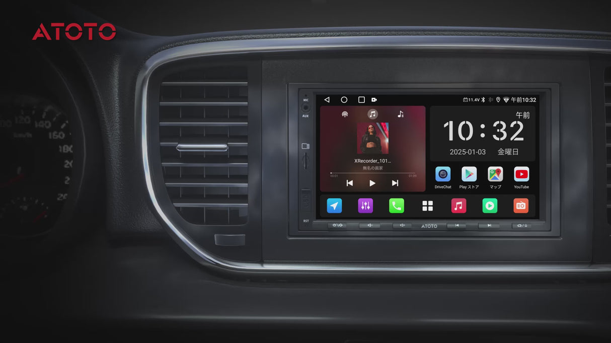 ATOTO A5LG2A7T 7インチ 2Din ディスプレイオーディオダッシュカム付属、Androidナビ、2G+32G、ワイヤレスCarPlay＆Android Auto、IPS 1280×720ディスプレイ、24バンドEQ、WiFi/BTテザリング、GPSトラッキング、MirrorLink、FM/AM、USB/TF動画再生対応