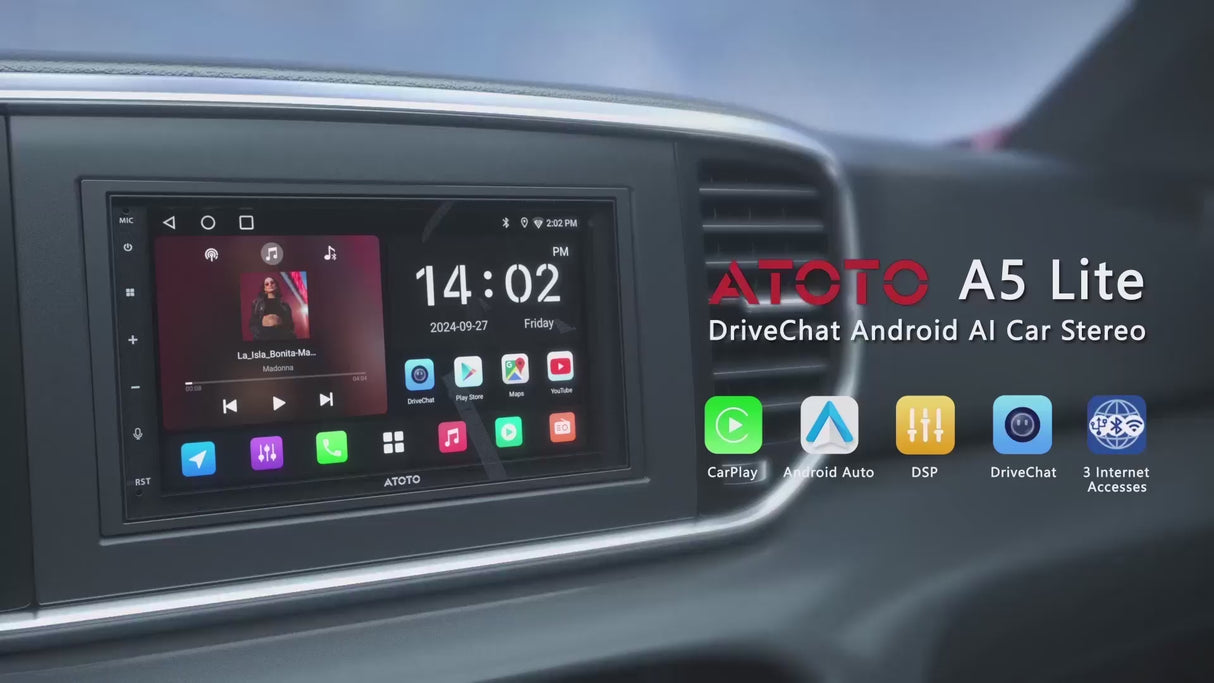 ATOTO A5LG2B7T Double DIN Android Car Stereo, Wireless CarPlay & Android Auto, 7 inch Touch Screen Head Unit, GPS Tracking, HD LRV (Live Rear-View), DSP 24EQ, MirrorLink, WiFi/BT/USB