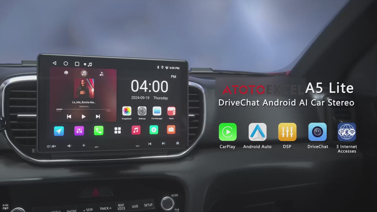 ATOTO A5LG110T-S01 10" Android Double Din & Single Din Car Stereo, Floating QLED Touchscreen Radio with Wireless CarPlay & Android Auto, Backup Camera, HD LRV, DSP, WiFi/BT/USB