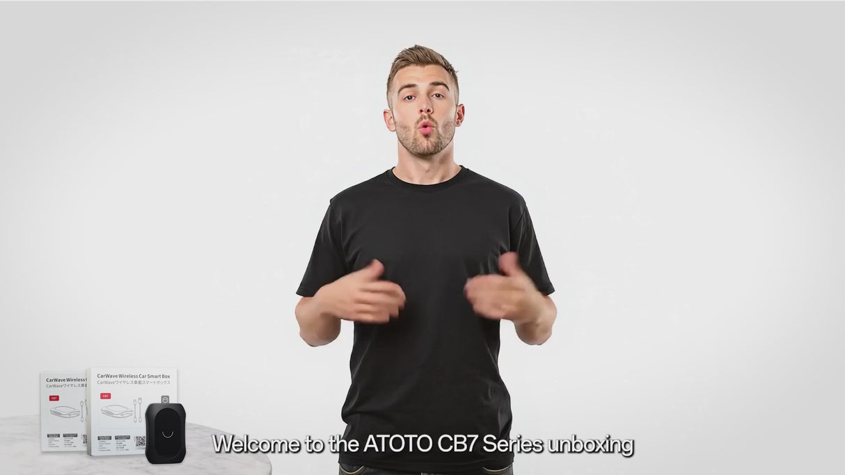 ATOTO CB7SATN Adaptateur CarPlay sans fil Android Auto – AI Box Android 4 Go + 64 Go, 4G LTE (SIM), Wi-Fi 2.4/5 GHz, Double Bluetooth, OBD, GPS, HDMI entrée/sortie