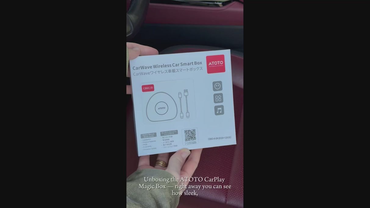 ATOTO CarWave CB6 Magic AI Box - Wireless CarPlay & Android Auto, Android 13 OS, 8-Core, 8G+128G, Car Streaming Video Box for Netflix, Spotify, 4G LTE, WiFi, Dual Bluetooth, OBD II, microSD, OTA, Gray
