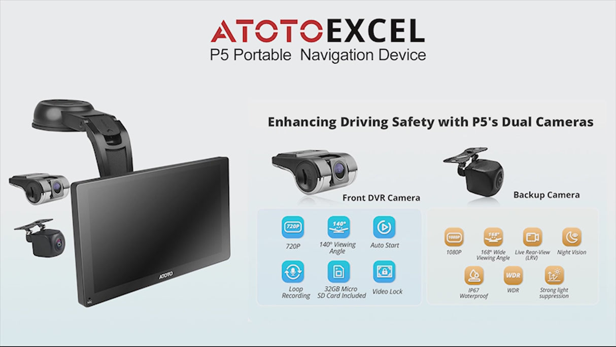 ATOTO P509SD 9″ QLED Portable CarPlay Screen with 1080P Backup Camera & Remote Control, Wireless CarPlay & Android Auto, GPS Navigation, MirrorLink & AUX/FM Output