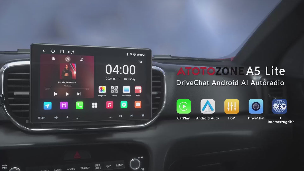 ATOTOZONE A5L 10 Zoll Doppel-DIN &amp; Single-DIN Adaptives 2G+32G Android Autoradio, IPS Schwebendes Display, Wireless CarPlay &amp; Android Auto, WiFi/BT/USB Tethering, MirrorLink, DSP/FM/RDS
