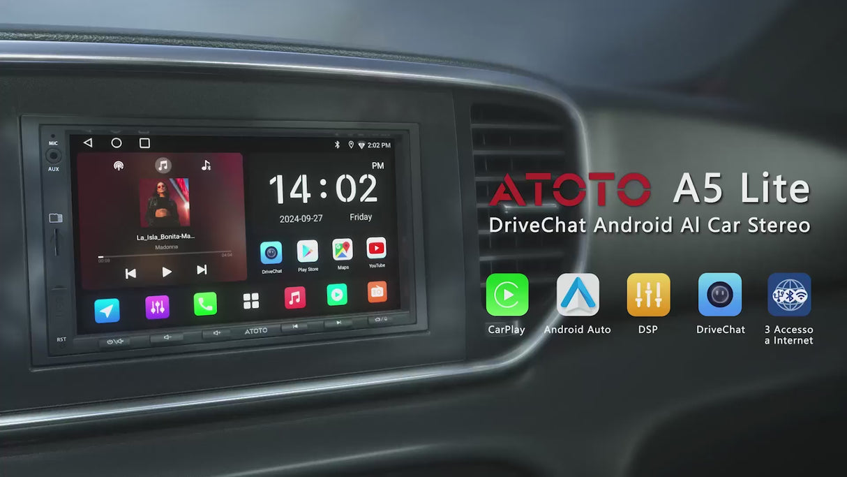 ATOTO A5LG2A7T-S04 7" Android Autoradio 2 DIN con OBD2, IPS 1280×720, CarPlay senza fili & Android Auto Wireless, EQ a 24 Bande, 2+32GB, WiFi/BT Tethering, FM/USB/TF