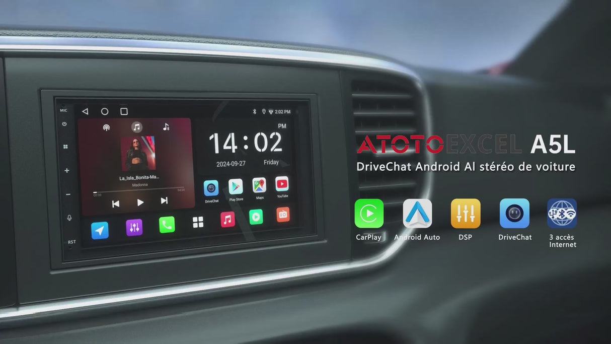 ATOTO A5LG2B7T Android Autoradio CarPlay 2 Din avec Android Auto sans Fil, Scanner OBD2 Bluetooth, Écran Tactile 7", GPS Navigation, Wi-Fi/USB/FM/AM/RDS